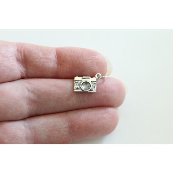 Sterling Silver Camera Charm, Silver Camera Charm, Photographer Charm - Picture 2 of 4
